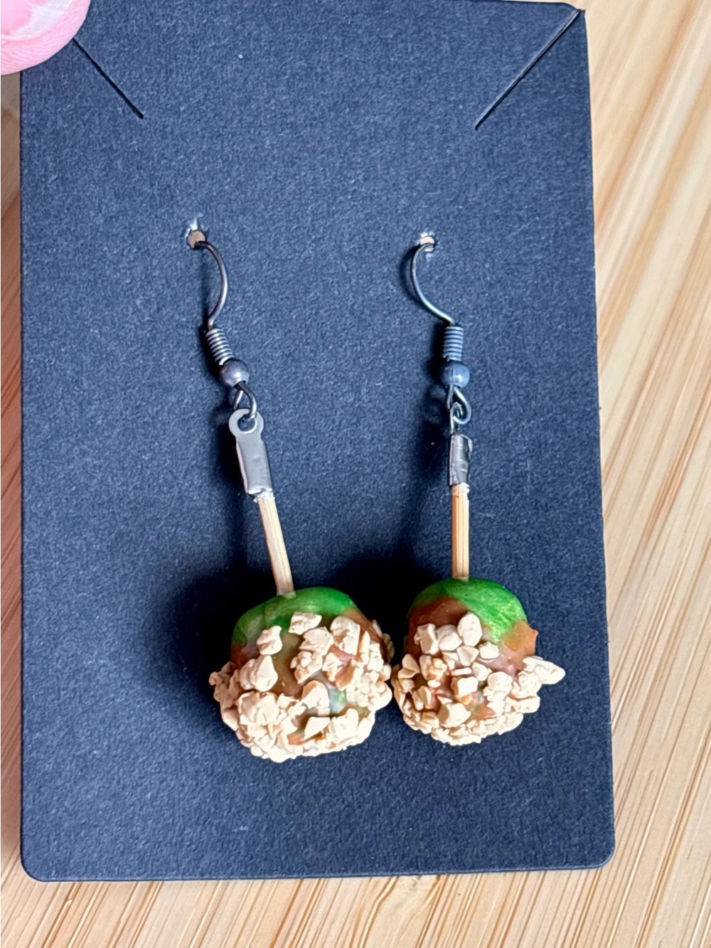 Handmade polymer clay Green Caramel Apple Earrings